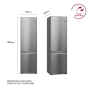 LG Frigorífico Combi  1,86m, Clasificación C, capacidad de 374l, Inox antihuellas, serie 600, GBB61PZGCN1