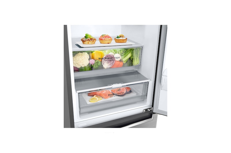 LG Frigorífico Combi  1,86m, Clasificación C, capacidad de 374l, Inox antihuellas, serie 600, GBB61PZGCN