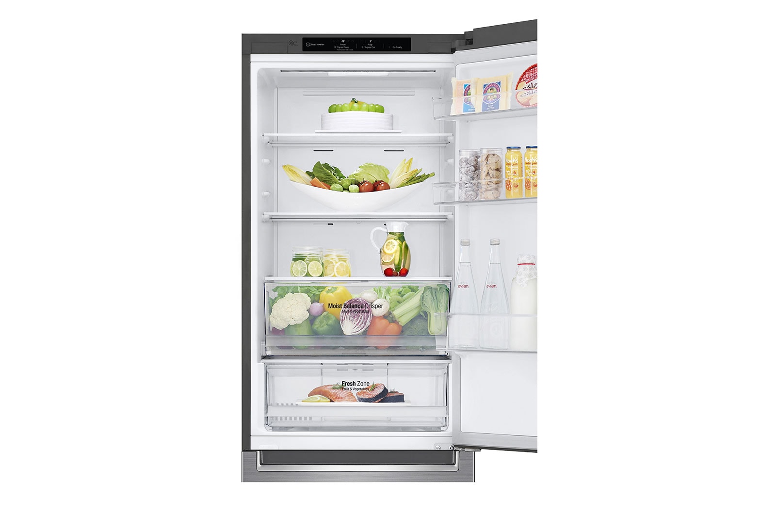 LG Frigorífico Combi, 1,86m, Clasificación E, capacidad de 374l, Inox Antihuellas, serie 6, GBB61PZJMN