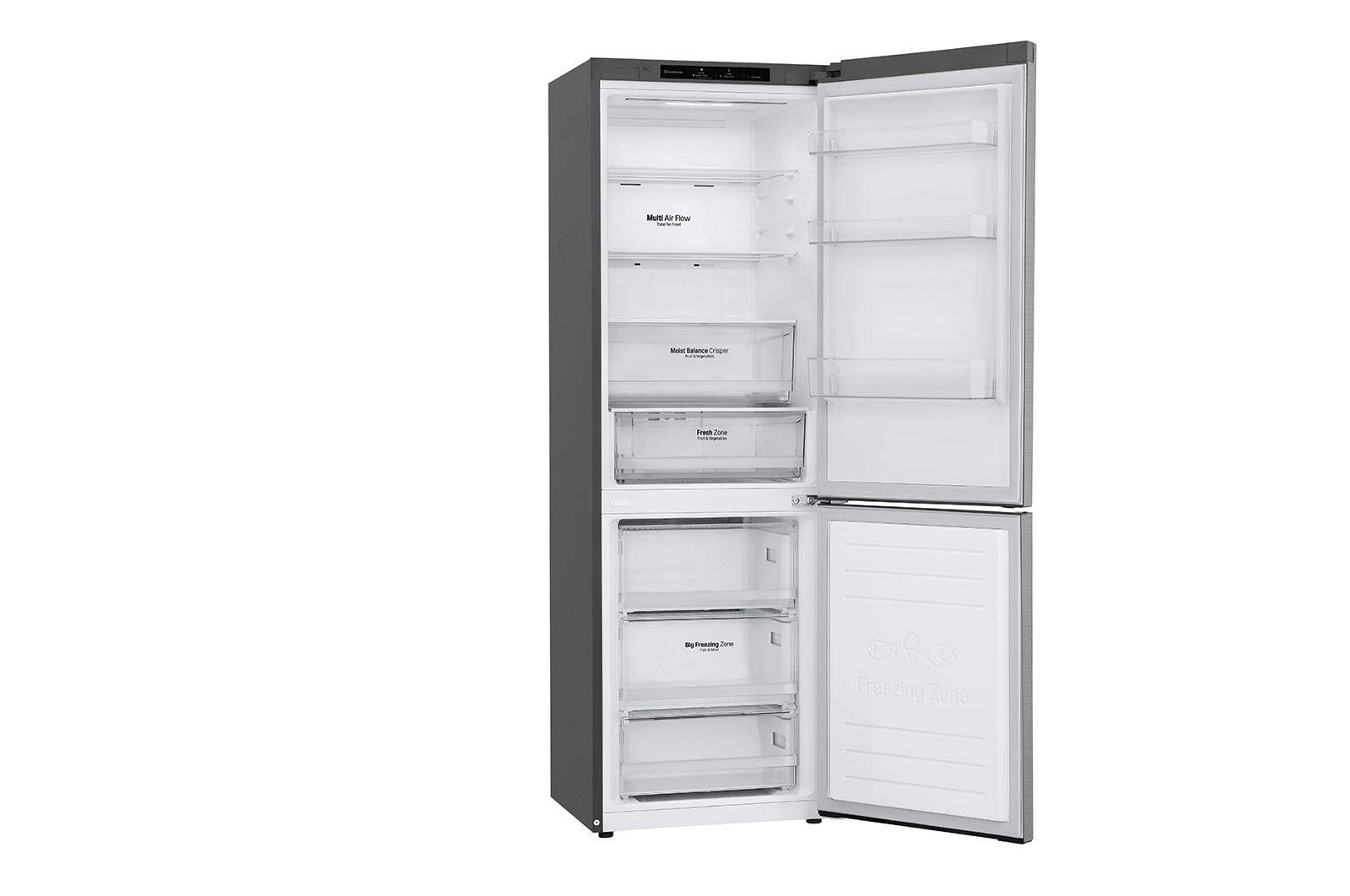 LG Frigorífico Combi, 1,86m, Clasificación E, capacidad de 374l, Inox Antihuellas, serie 6, GBB61PZJMN
