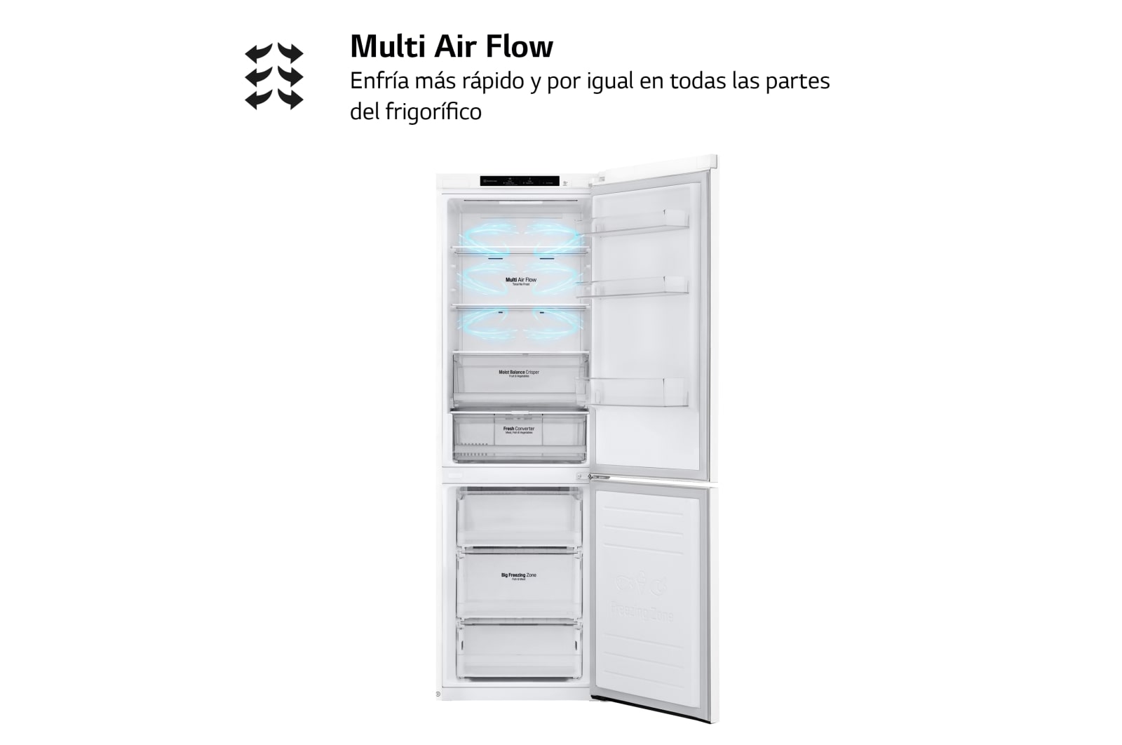 LG Frigorífico Combi 1,86m, Clasificación C, capacidad de 374l, Blanco, serie 600, GBB61SWGCN1