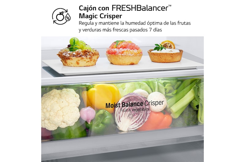 LG Outlet Frigorífico Combi 1,86m, Clasificación C, capacidad de 374l, Blanco, serie 600, GBB61SWGCN1.OUTLET