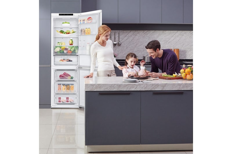 LG Outlet Frigorífico Combi 1,86m, Clasificación C, capacidad de 374l, Blanco, serie 600, GBB61SWGCN1.OUTLET