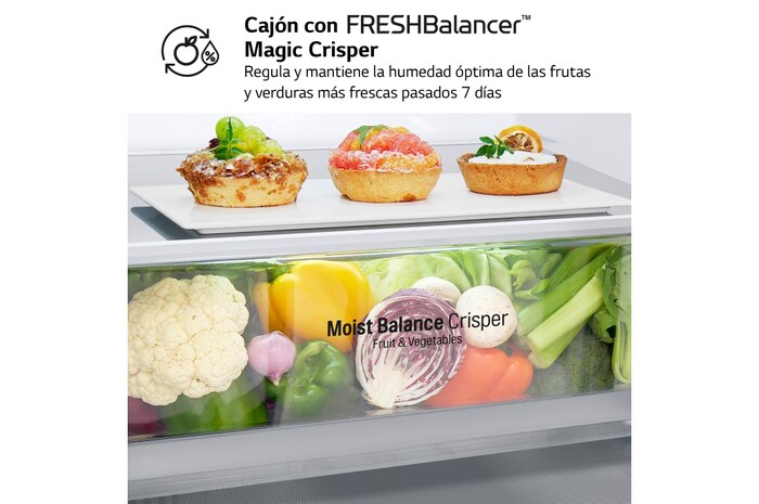 LG Outlet Frigorífico Combi 1,86m, Clasificación C, capacidad de 374l, Blanco, serie 600, GBB61SWGCN1.OUTLET