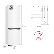LG Frigorífico Combi 1,86m, Clasificación C, capacidad de 374l, Blanco, serie 600, GBB61SWGCN1