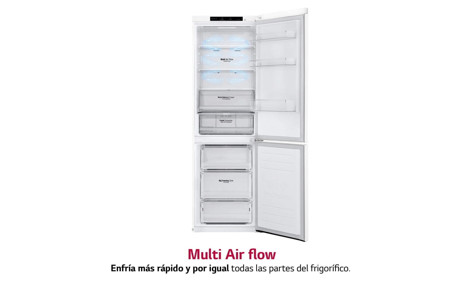 LG Frigorífico Combi 1,86m, Clasificación D, capacidad de 374l, Blanco, Serie 600, GBB61SWGGN
