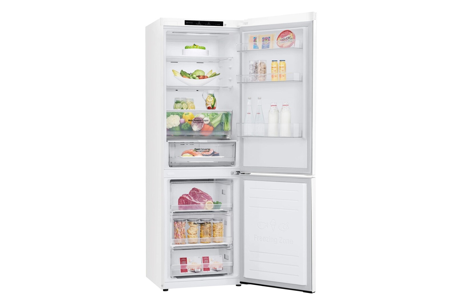 LG Frigorífico Combi 1,86m, Clasificación D, capacidad de 374l, Blanco, Serie 600, GBB61SWGGN