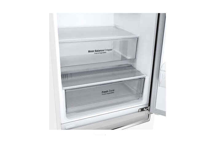 LG Frigorífico Combi 1,86m, Clasificación E, capacidad de 374l, Blanca, serie 6, GBB61SWJMN