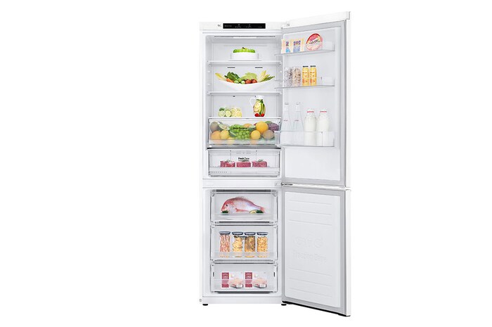 LG Frigorífico Combi 1,86m, Clasificación E, capacidad de 374l, Blanca, serie 6, GBB61SWJMN