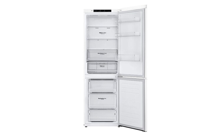 LG Frigorífico Combi 1,86m, Clasificación E, capacidad de 374l, Blanca, serie 6, GBB61SWJMN