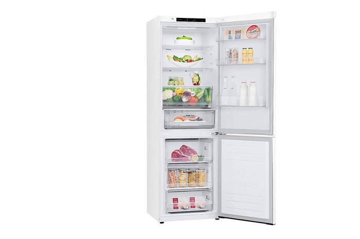 LG Frigorífico Combi 1,86m, Clasificación E, capacidad de 374l, Blanca, serie 6, GBB61SWJMN