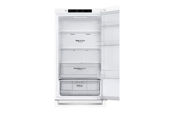 LG Frigorífico Combi 1,86m, Clasificación E, capacidad de 374l, Blanca, serie 6, GBB61SWJMN