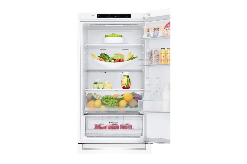 LG Frigorífico Combi 1,86m, Clasificación E, capacidad de 374l, Blanca, serie 6, GBB61SWJMN