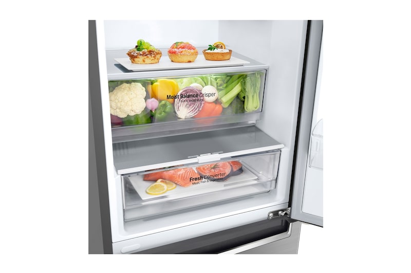 LG Frigorífico Combi Door Cooling⁺, 2m, Clasificación C, capacidad de 419l, Inox antihuellas, serie 600, GBB62PZ5CN1