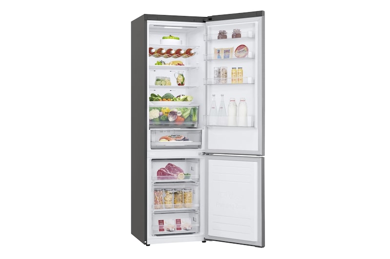 LG Frigorífico Combi 2m, Clasificación D, capacidad de 419l, Inox antihuellas, serie 600, GBB62PZFGN