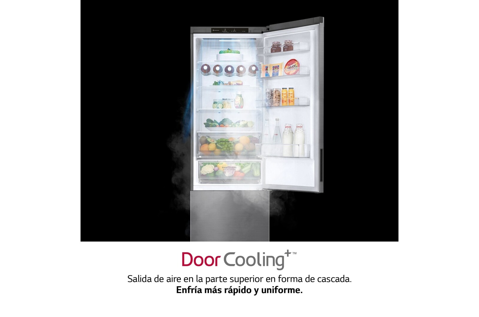 LG Frigorífico Combi 2m, Clasificación C, capacidad de 419l, Inox antihuellas, Serie 600, GBB62PZGCC