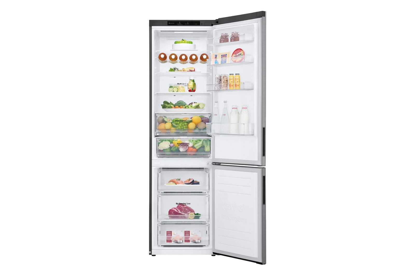 LG Frigorífico Combi 2m, Clasificación C, capacidad de 419l, Inox antihuellas, Serie 600, GBB62PZGCC