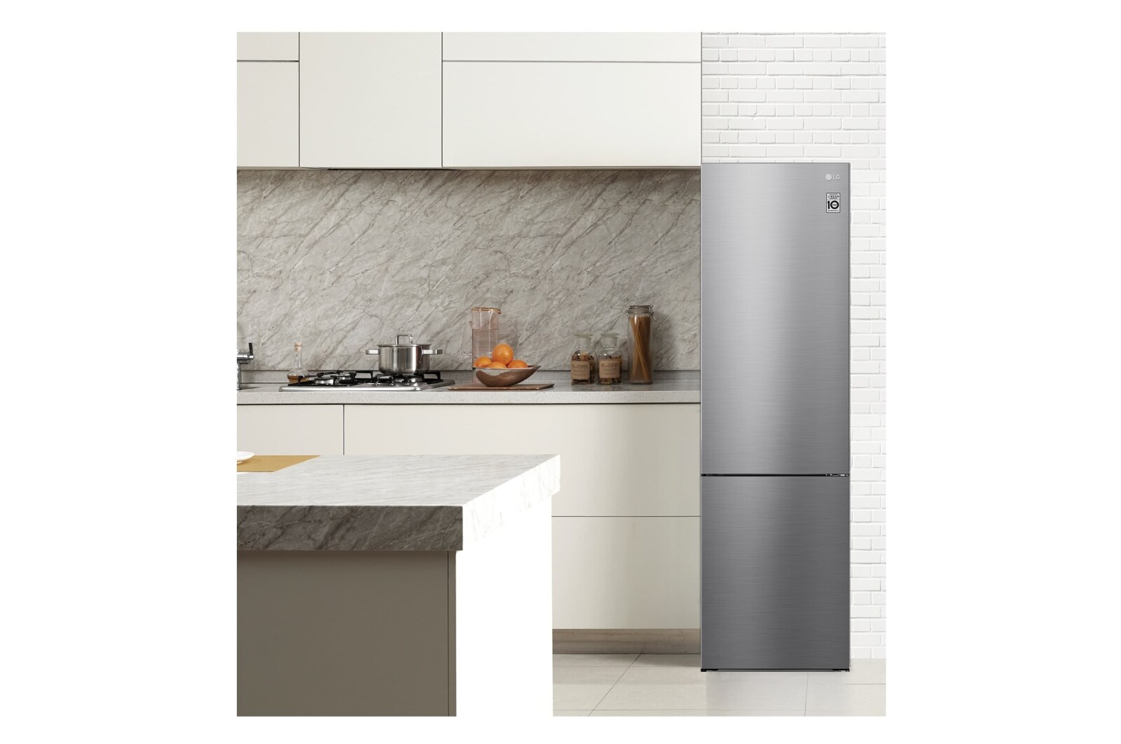 LG Frigorífico Combi 2m, Clasificación C, capacidad de 419l, Inox antihuellas, Serie 600, GBB62PZGCC