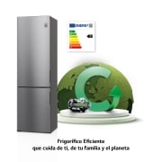 LG Frigorífico Combi 2m, Clasificación C, capacidad de 419l, Inox antihuellas, Serie 600, GBB62PZGCC
