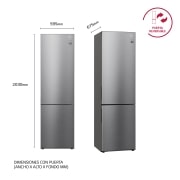 LG Frigorífico Combi 2m, Clasificación C, capacidad de 419l, Inox antihuellas, Serie 600, GBB62PZGCC