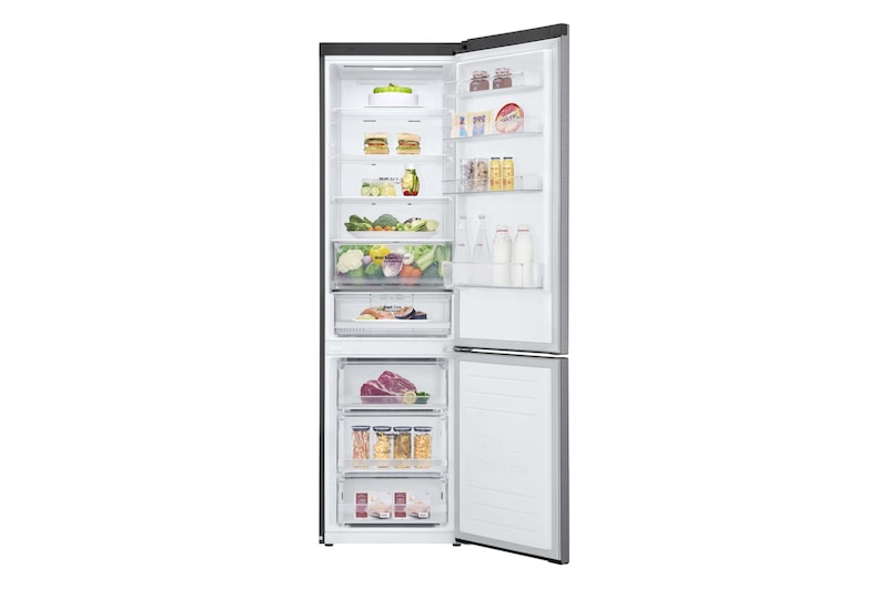 LG Frigorífico Combi, 2m, Clasificación E, capacidad de 419l, Inox Antihuellas, serie 6, GBB62PZHMN