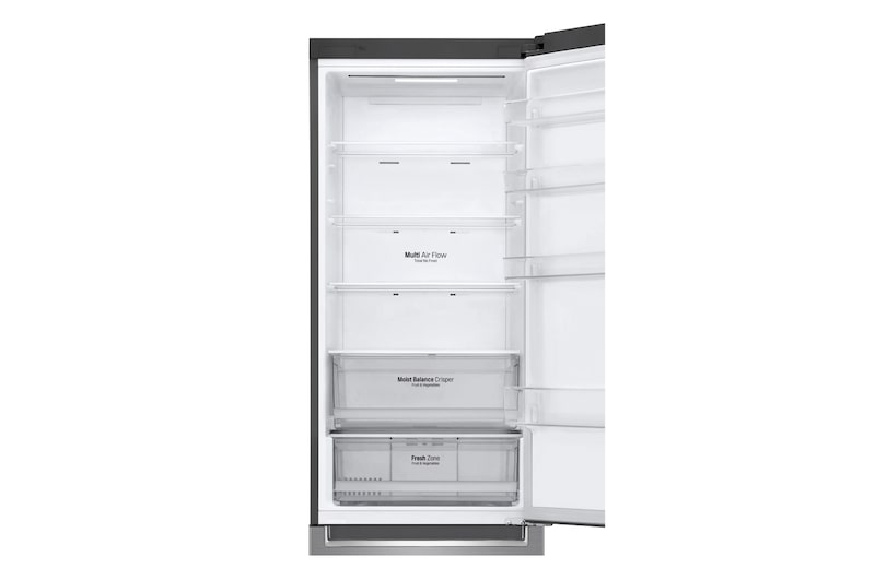 LG Frigorífico Combi, 2m, Clasificación E, capacidad de 419l, Inox Antihuellas, serie 6, GBB62PZHMN