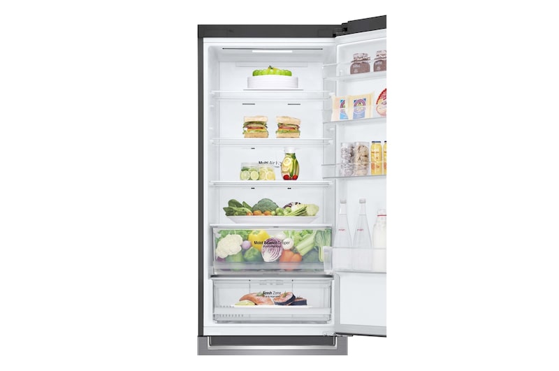 LG Frigorífico Combi, 2m, Clasificación E, capacidad de 419l, Inox Antihuellas, serie 6, GBB62PZHMN