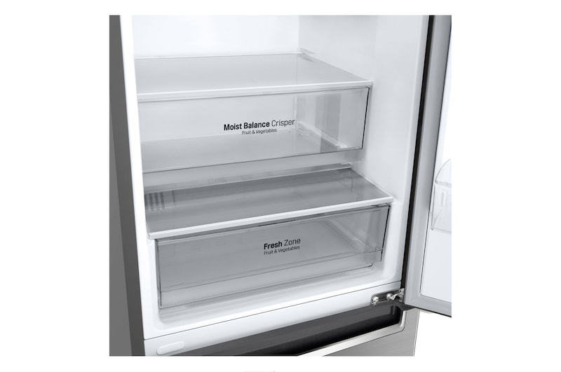 LG Frigorífico Combi, 2m, Clasificación E, capacidad de 419l, Inox Antihuellas, serie 6, GBB62PZHMN