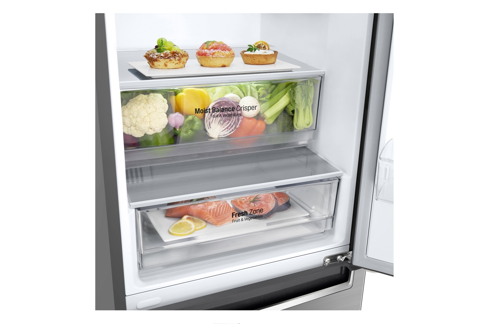 LG Frigorífico Combi, 2m, Clasificación E, capacidad de 419l, Inox Antihuellas, serie 6, GBB62PZHMN
