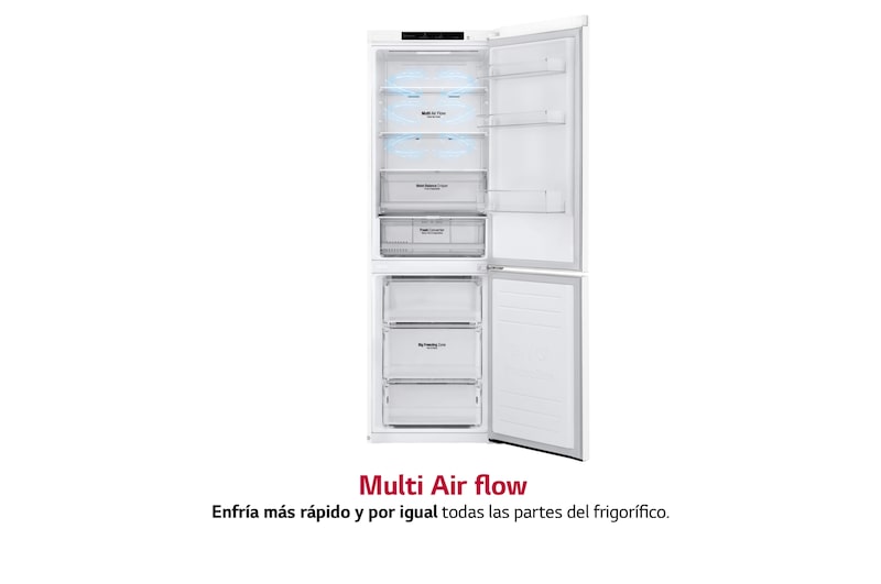 LG Frigorífico Combi 2m, Clasificación C, capacidad de 419l, Blanco, Serie 600, GBB62SWGCC