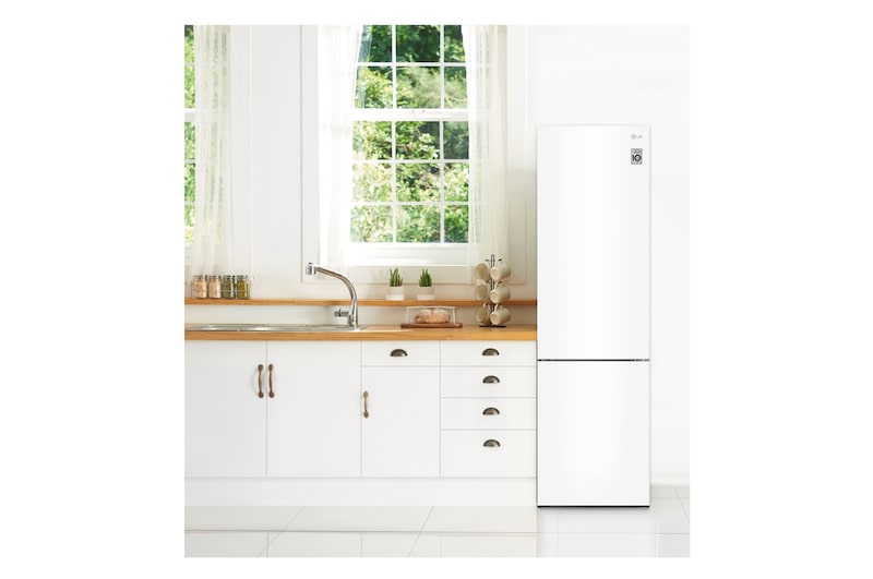 LG Frigorífico Combi 2m, Clasificación C, capacidad de 419l, Blanco, Serie 600, GBB62SWGCC