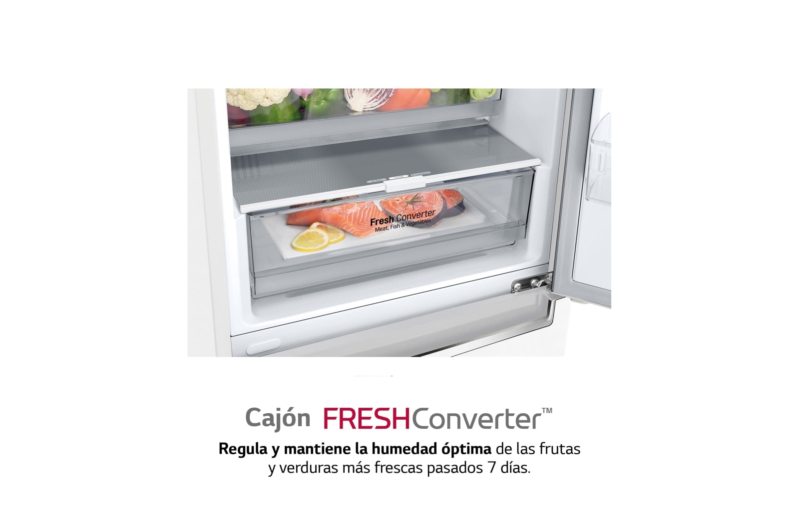 LG Frigorífico Combi 2m, Clasificación D, capacidad de 419l, Blanco, serie 600, GBB62SWGGN