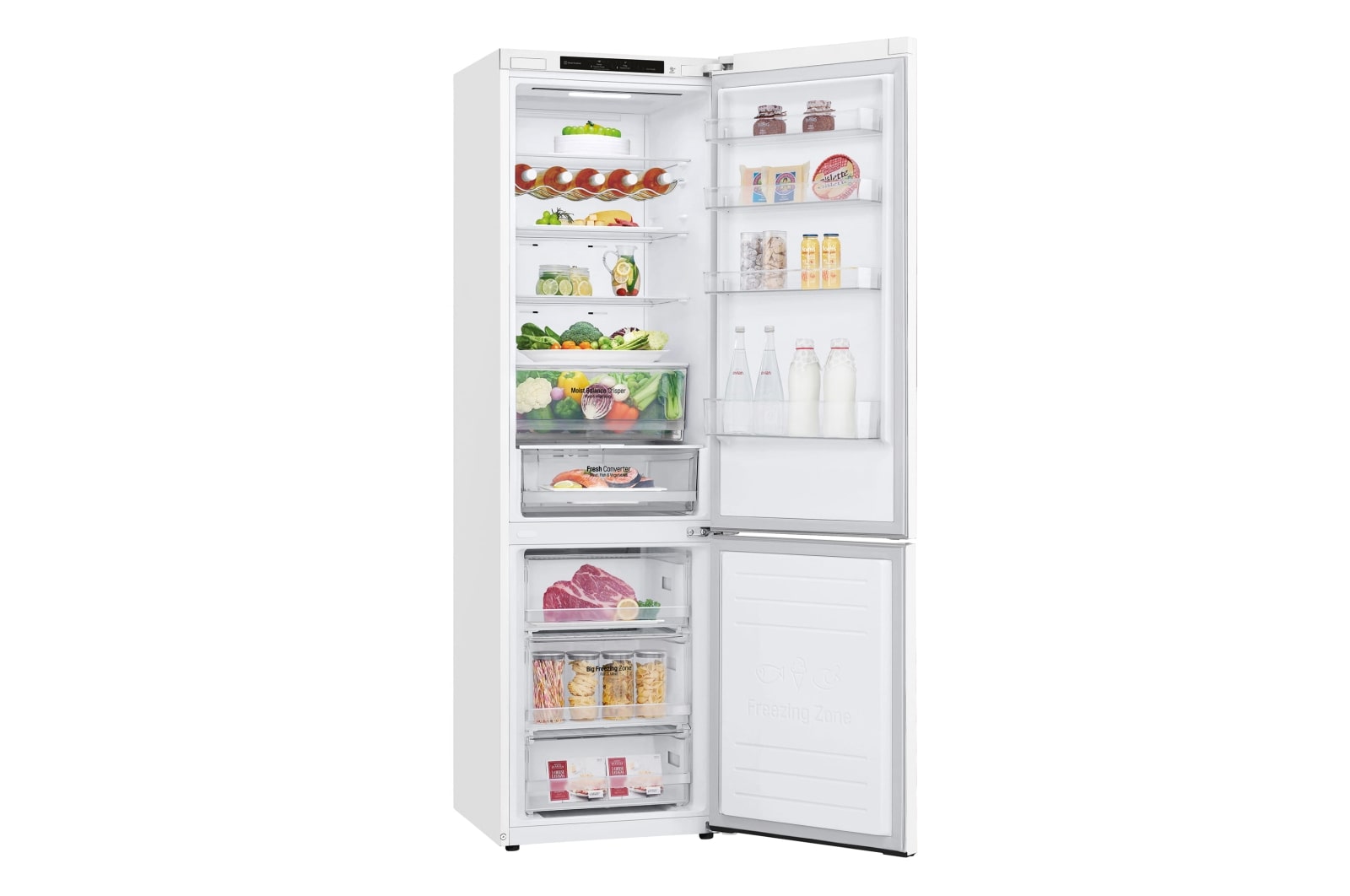 LG Frigorífico Combi 2m, Clasificación D, capacidad de 419l, Blanco, serie 600, GBB62SWGGN