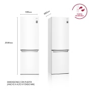 LG Frigorífico Combi 2m, Clasificación D, capacidad de 419l, Blanco, serie 600, GBB62SWGGN