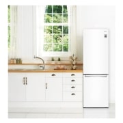LG Frigorífico Combi 2m, Clasificación D, capacidad de 419l, Blanco, serie 600, GBB62SWGGN