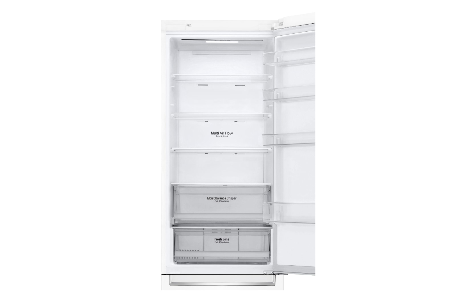 LG Frigorífico Combi 2m, Clasificación E, capacidad de 419l, Blanco, serie 6, GBB62SWHMN