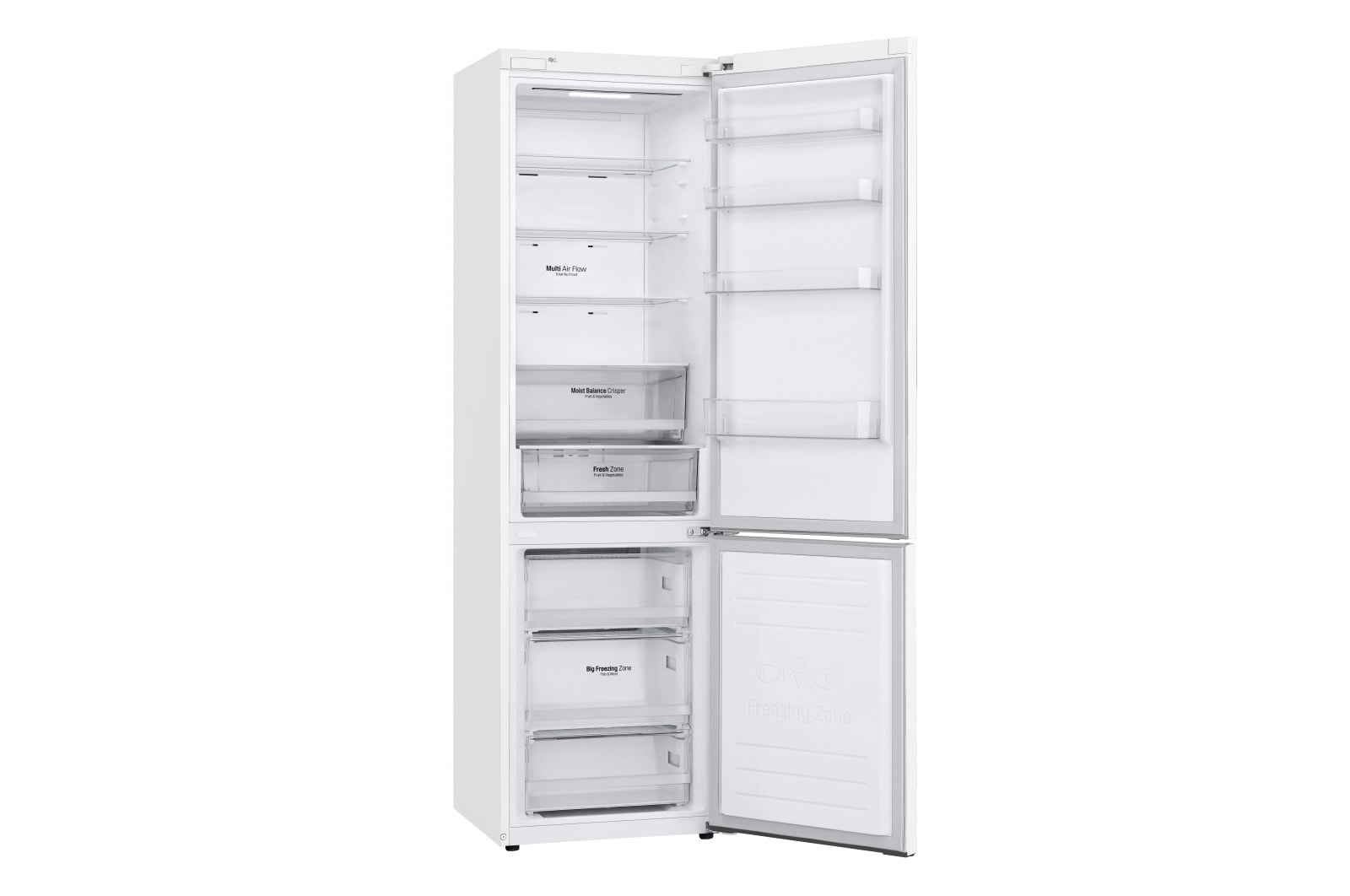 LG Frigorífico Combi 2m, Clasificación E, capacidad de 419l, Blanco, serie 6, GBB62SWHMN