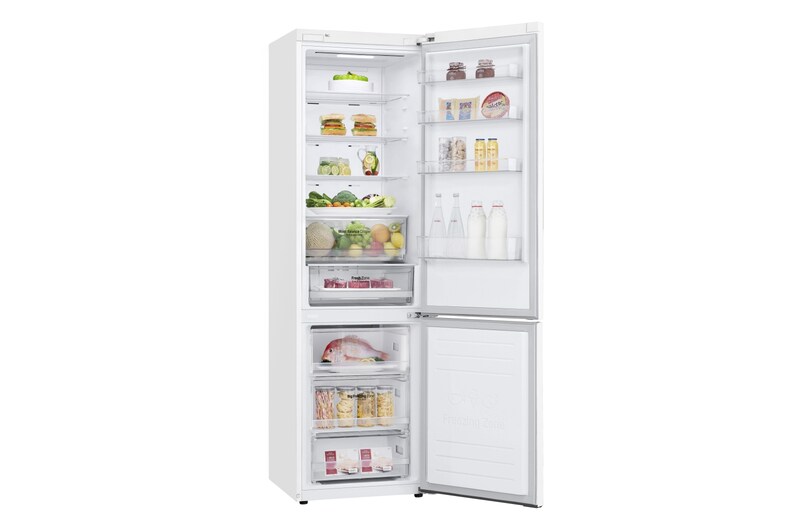 LG Frigorífico Combi 2m, Clasificación E, capacidad de 419l, Blanco, serie 6, GBB62SWHMN