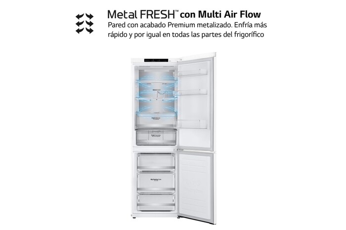 LG Frigorífico Combi 1,86m, Clasificación C , capacidad de 374l, Blanco, serie 700, GBB71SWVCN1