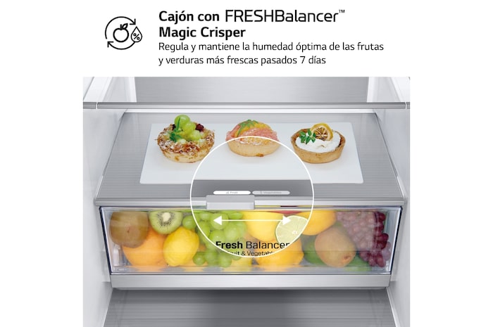 LG Frigorífico Combi 1,86m, Clasificación C , capacidad de 374l, Blanco, serie 700, GBB71SWVCN1