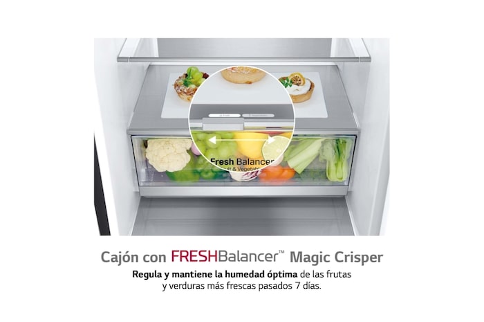 LG Frigorífico Combi Crystal Door 2m, Door Cooling, Clasificación C, capacidad de 419l, Cristal negro, GBB72BM9CQ1