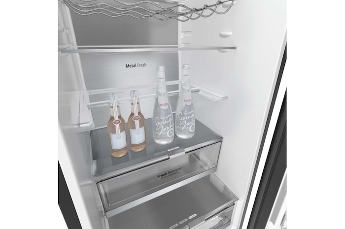 LG Frigorífico Combi Crystal Door 2m, Door Cooling, Clasificación C, capacidad de 419l, Cristal negro, GBB72BM9CQ1