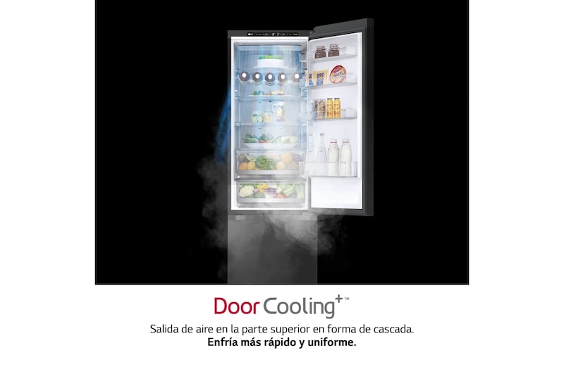 LG Frigorífico  Crystal Door Combi 2m, Clasificación D, capacidad de 419l, Negro mate, GBB72BM9DQ