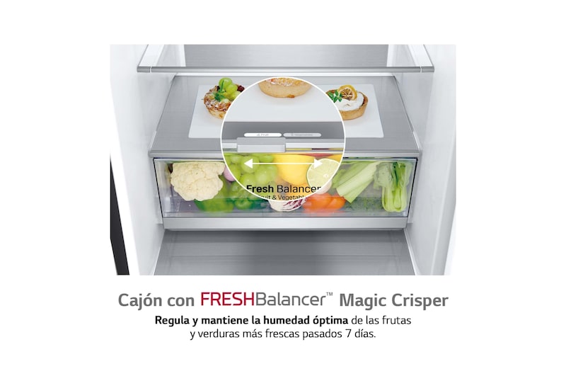 LG Frigorífico  Crystal Door Combi 2m, Clasificación D, capacidad de 419l, Negro mate, GBB72BM9DQ