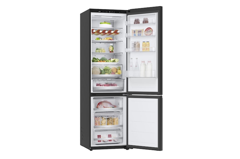 LG Frigorífico  Crystal Door Combi 2m, Clasificación D, capacidad de 419l, Negro mate, GBB72BM9DQ