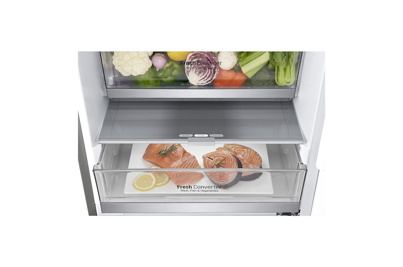 LG Frigorífico Combi 2m, Eficiencia C, Acero inoxidable antihuellas, capacidad de 419l, Serie 700, GBB72NSQCN