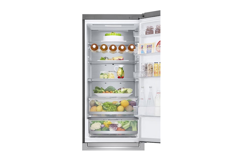 LG Frigorífico Combi 2m, Eficiencia C, Acero inoxidable antihuellas, capacidad de 419l, Serie 700, GBB72NSQCN