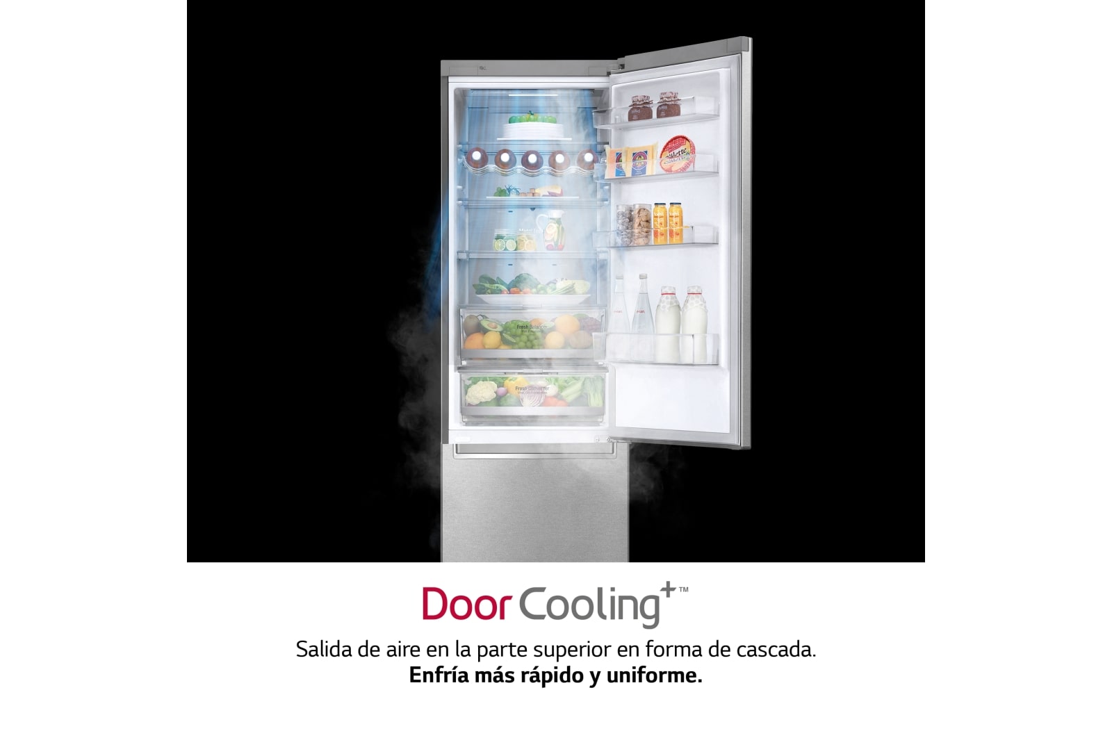 LG Frigorífico Combi  2m, Clasificación C, capacidad de 419l, acero  antihuellas, serie 700, GBB72NSUCN1
