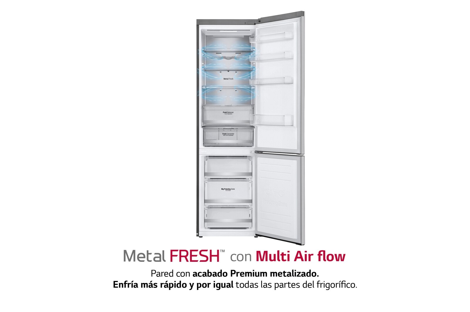 LG Frigorífico Combi  2m, Clasificación C, capacidad de 419l, acero  antihuellas, serie 700, GBB72NSUCN1