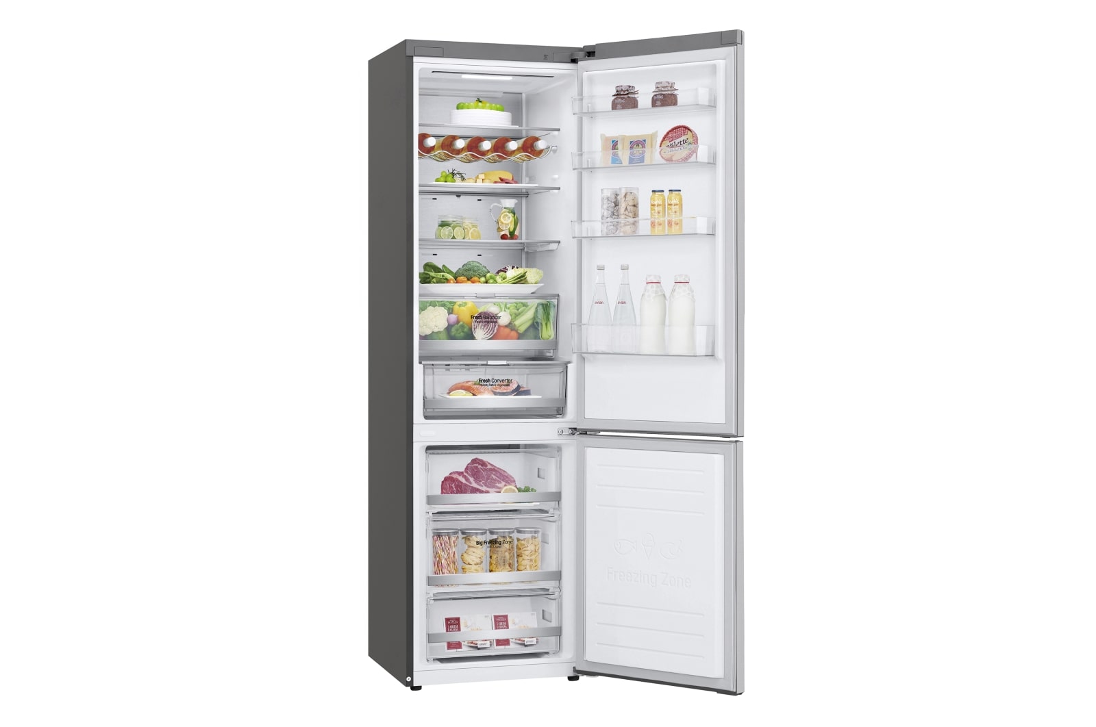 LG Frigorífico Combi  2m, Clasificación C, capacidad de 419l, acero  antihuellas, serie 700, GBB72NSUCN1